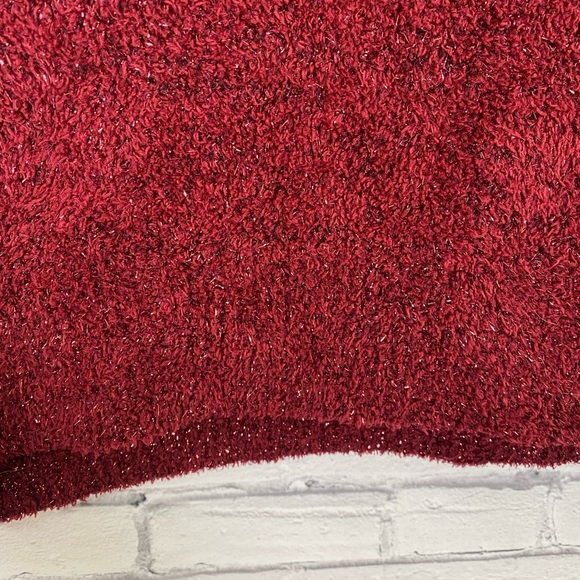 Ava & Viv Red Metallic V Neck Holiday Sweater size 3X - Picture 8 of 10